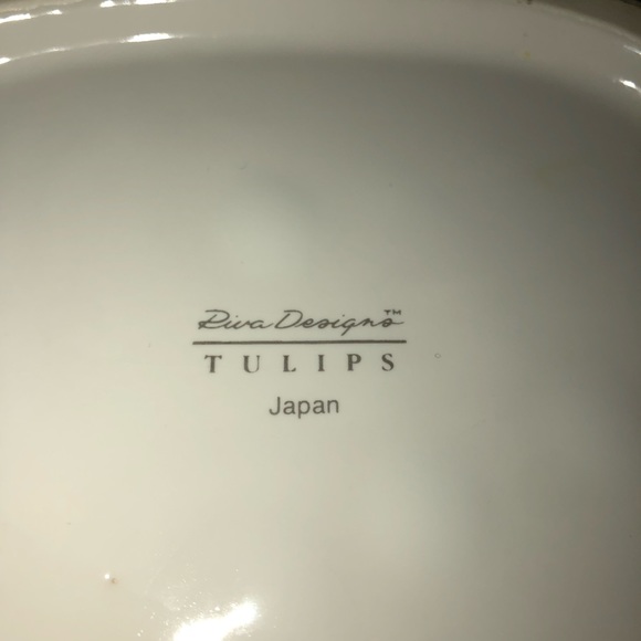 Retro/ vintage gray boat / soup tureen Riva Designs Tulips red/blue/yellow - Picture 14 of 15